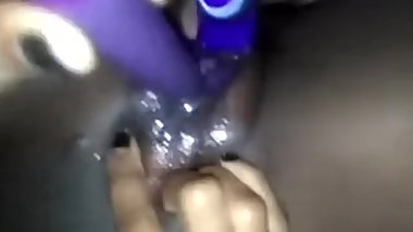 Kenyan Lesbian Squirts Hard with Toys