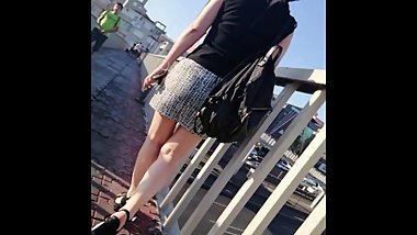 Public Mini Skirt teen surprise at the END