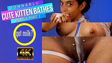 4k GOT MILK? Part1,READY YOUR COOKIES Cute KITTEN Bathes in MILK BABE PLAY