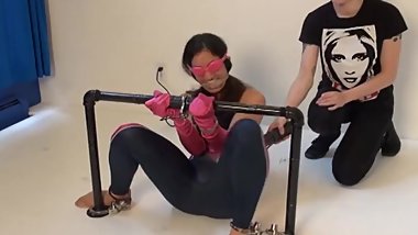Cute girl in D. Va Spandex bound, tickled and tormented Part 2