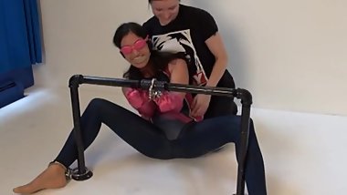 Cute girl in D. Va Spandex bound, tickled and tormented Part 1