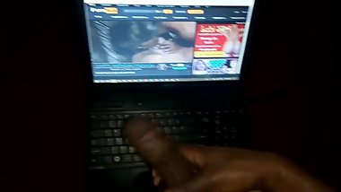 Jerking off to horny step sister's lesbian porn videoBig dick complication