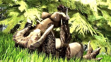 two scaly girls in the forest