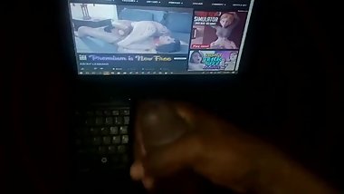 Jerking off to my step sister's lesbian sex tape