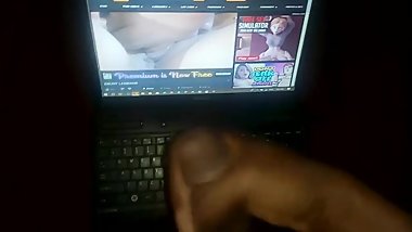 Solo male jerking off to step sister's lesbian passionate sex