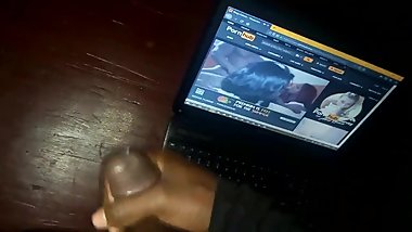 Jerking off to my step mom's threesome porn video Solo male complication