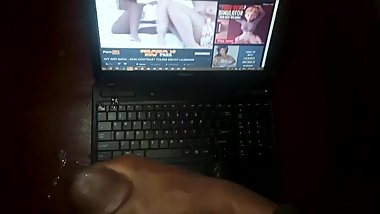 Jerking off to my young teen lesbian step sister's passionate sex video