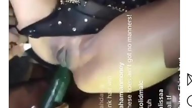 Filthy Whore Letâ€™s Alexis Skyy fuck with a cucumber at HUGE pool party
