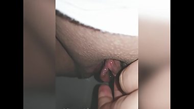 Toilet PEE chubby slut with wet mucus pussy
