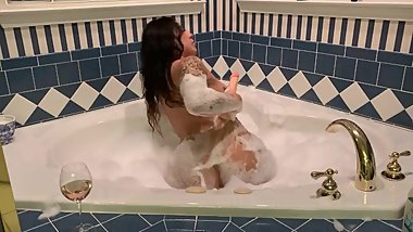 Bubble bath play time.