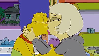 The Simpsons - Lady Gaga Kiss Marge Simpson - Lesbian Kissing