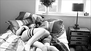 Lazy Afternoon - Lesbians Kissing and Pillow Fighting - Voyeur w JaneZEF