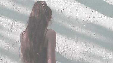 Old and vigorous wall gets seduced by brunette