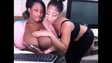 Daughter playing with momsBigTizs