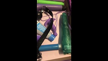 Lesbian masturbating with toys