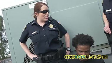 MILF white cop fucked by black suspect on a roof