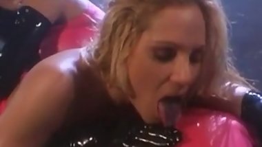 Sexy brunette lesbians masturbating and playing