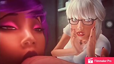 2 Slutty girls and a futa fuck in the bathroom