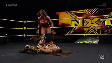 Female wrestling face kick and belly trample