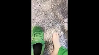 Taking off shoes and socks at work