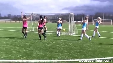Naked female football/soccer match.