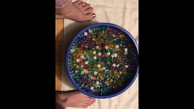 Dipping my foot in orbeez