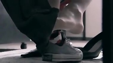 Lesbian Footsie Under Table