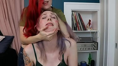 Lesbian Face licking, long tongue fetish