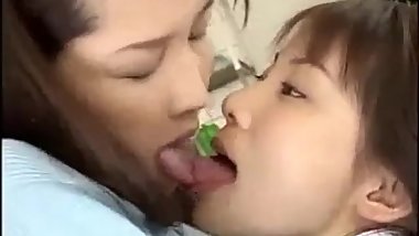 Japanese Students Spit kissing and Tongue Sucking