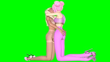 3D dickgirl in nylon loves girlfriends legs in nylon