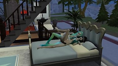 Sims 4 Ocult lesbian Vampire and Alien Fucking with strapons