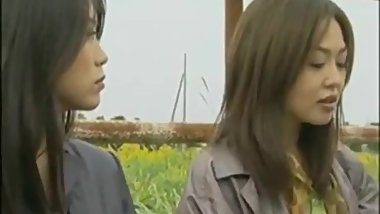 Lesbian Japanese girls meet on a bus