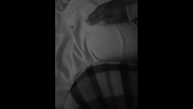 Rubbing her booty so she can sleep lol