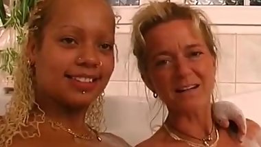 Young big boobed African babe fucks busty blonde