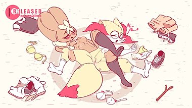 Pokemon Lopunny dominating Braixen in wrestling (by Diives)