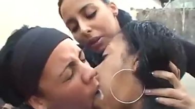 Brazillian lesbian spit and kiss
