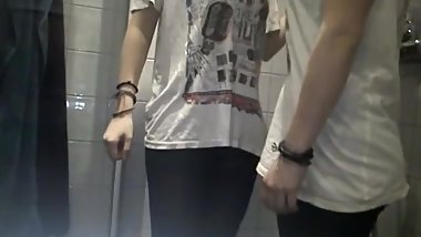 Lesbian girls fully clothed in shower