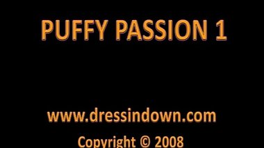 Lesbians in Down Jackets Kissing