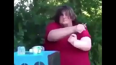 Fat Guy Penetrates Water With His Long Sword