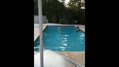 Cute topless lesbian flashes right ass