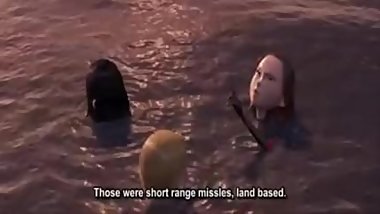 Daughter rides mother while son motorboats