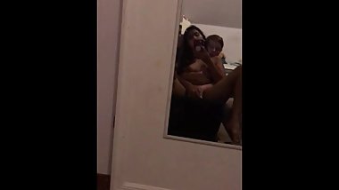 Hot Lesbians trying to be quiet in brothers  room