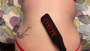 Two Girl Try to Mark Each Other with a Paddle