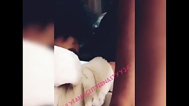 Black ebony getting pussy ate on washing machine while two dudes watch