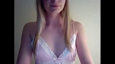 Young teen flashing tits and stripping