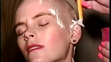Headshave, a haircut, then lesbuans get down to it!